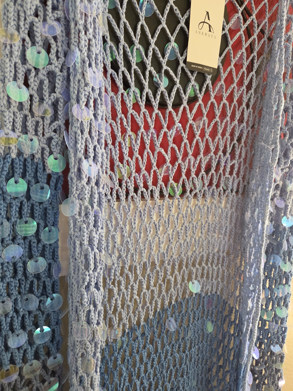 Unbranded Lavender Blue Sequin Crochet Swim Coverup - Picture 4 of 6
